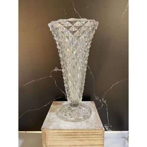 Indiana Glass Diamond Point Vase 8" H Pre-Owned